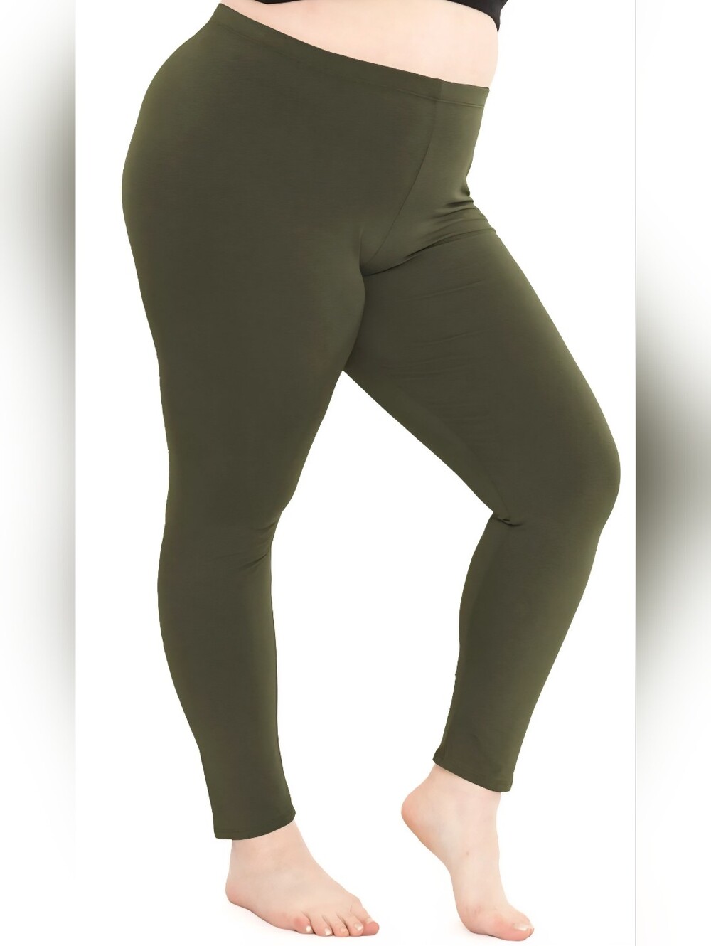 Olive Green Stretch Leggings - New W/O Tag - Plus Size 2X